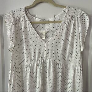 H&M White Flowy Polka Dot Maternity Blouse